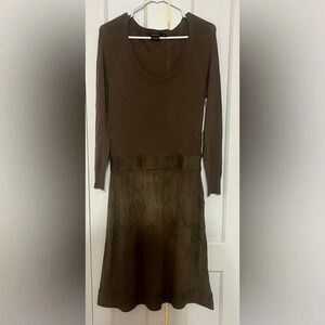 Vertigo Olive 1/2 sweater 1/2 faux suede dress
